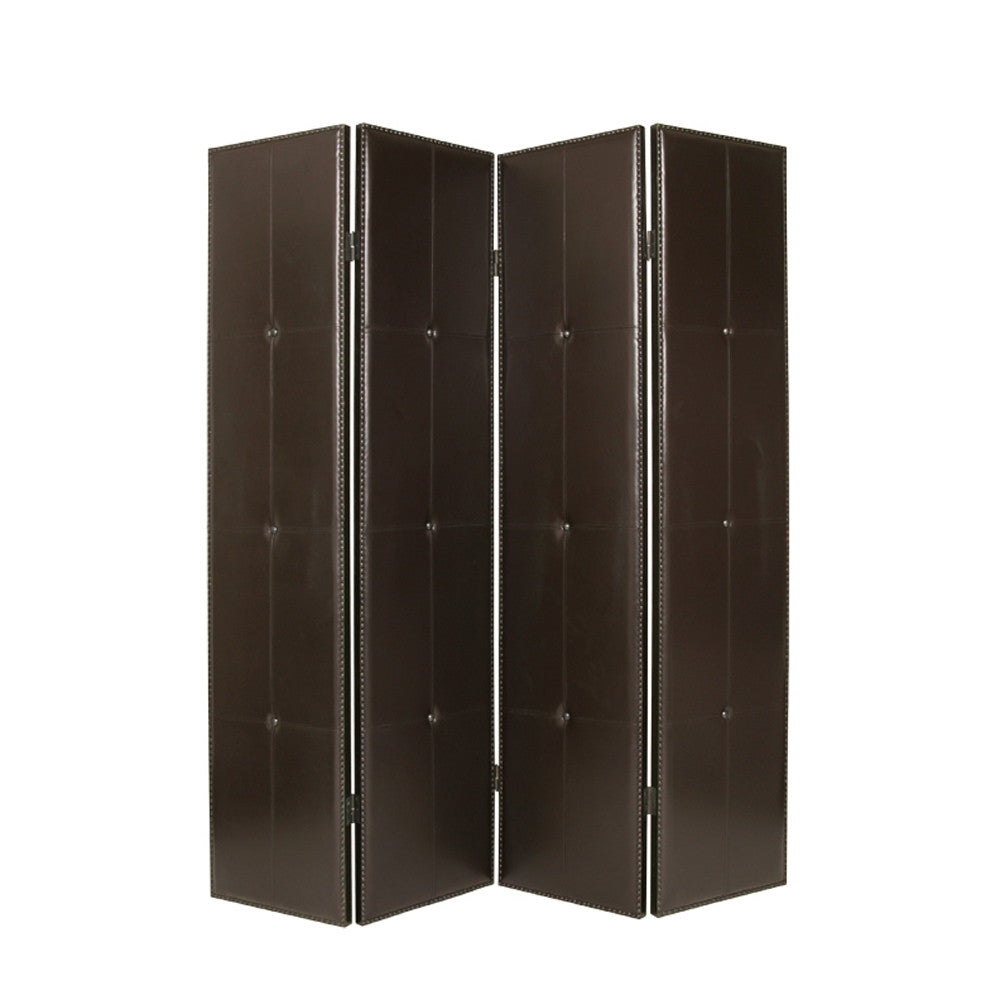 76" X 84" Brown Faux Leather Screen-Room Dividers-DECOROLALA
