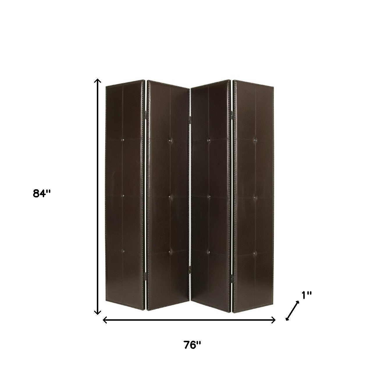 76" X 84" Brown Faux Leather Screen-Room Dividers-DECOROLALA