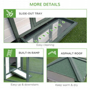 77" Outdoor Wooden Chicken Coop with Nesting Box & Run - Green-Small Animals-DECOROLALA