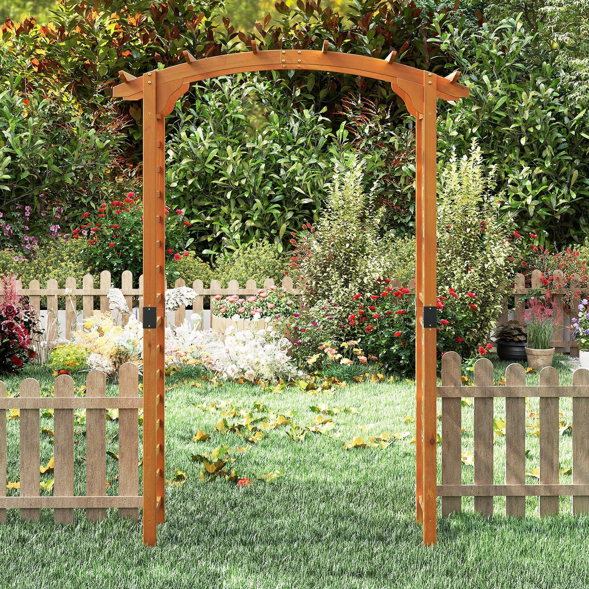 7/7.5 Feet Garden Arch Wooden Arbor Outdoor Wood Trellis for Climbing Plants-7.5 FT-Garden Arbors-DECOROLALA