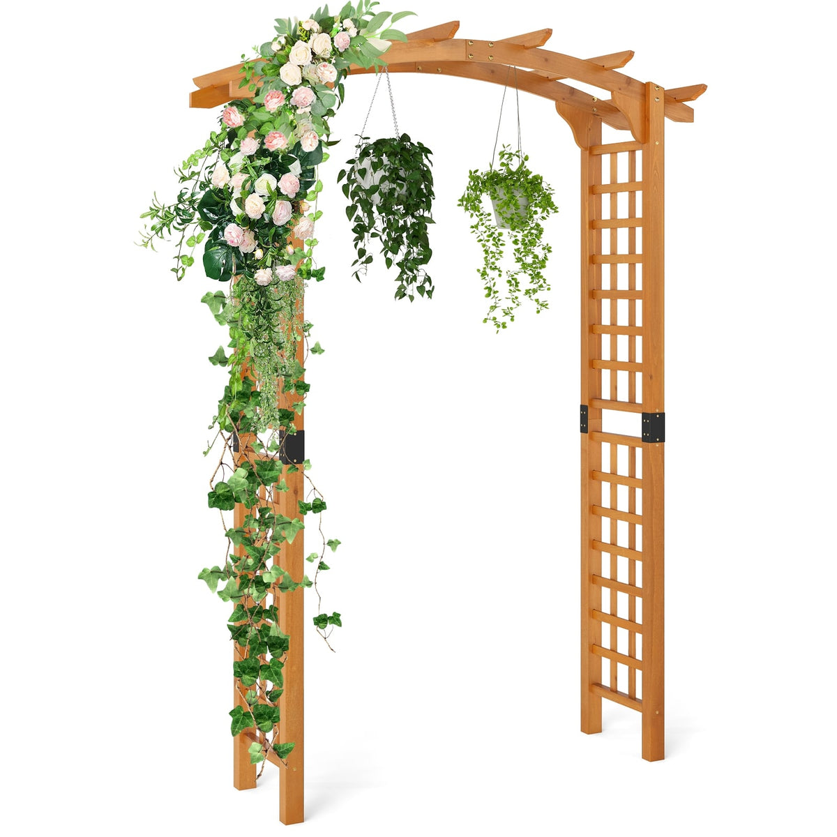 7/7.5 Feet Garden Arch Wooden Arbor Outdoor Wood Trellis for Climbing Plants-7.5 FT-Garden Arbors-DECOROLALA