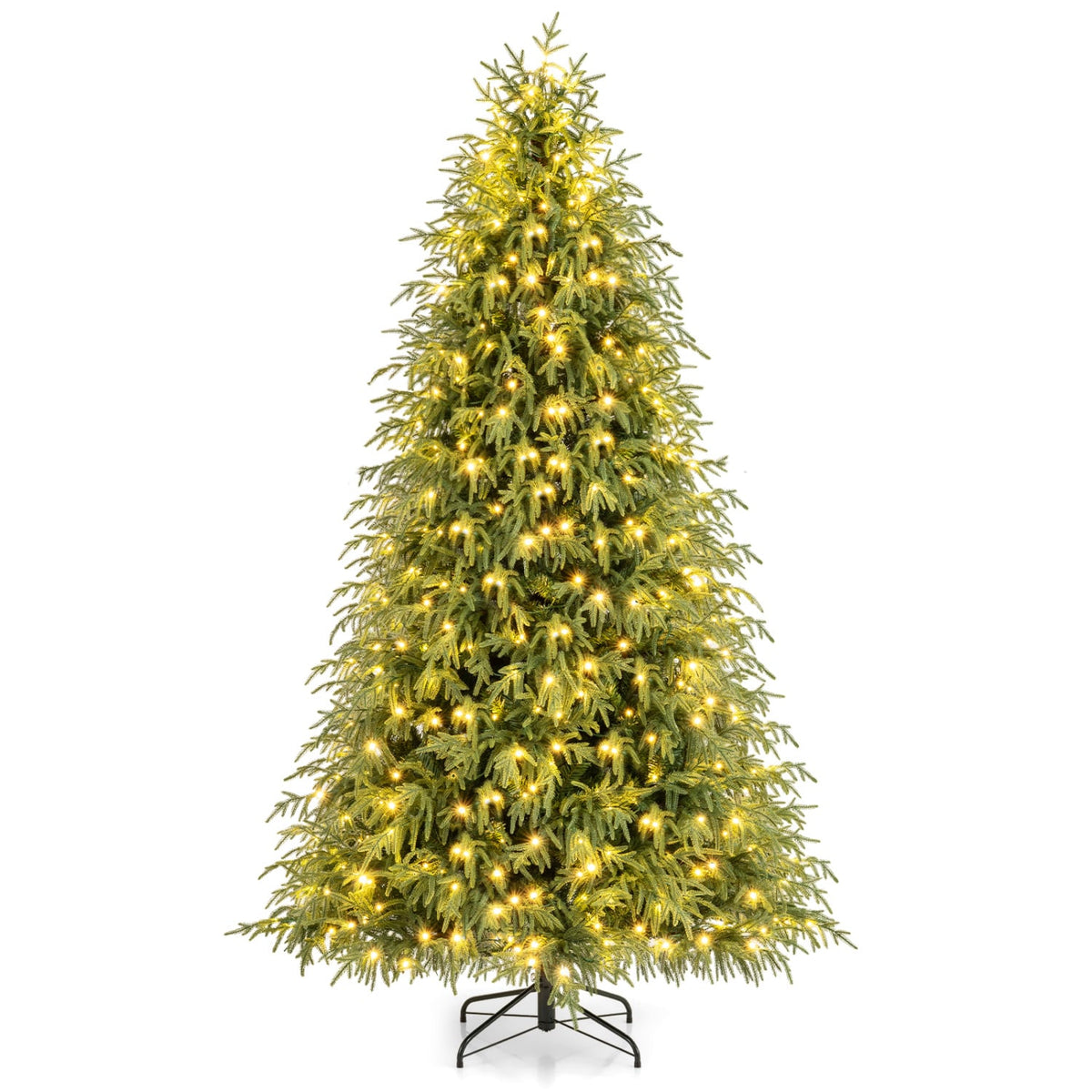 7/7.5/8 Feet Pre-Lit Artificial Christmas Tree Hinged Faux Xmas Tree with Soft Branch Tips-7.5 feet-Christmas Trees-DECOROLALA