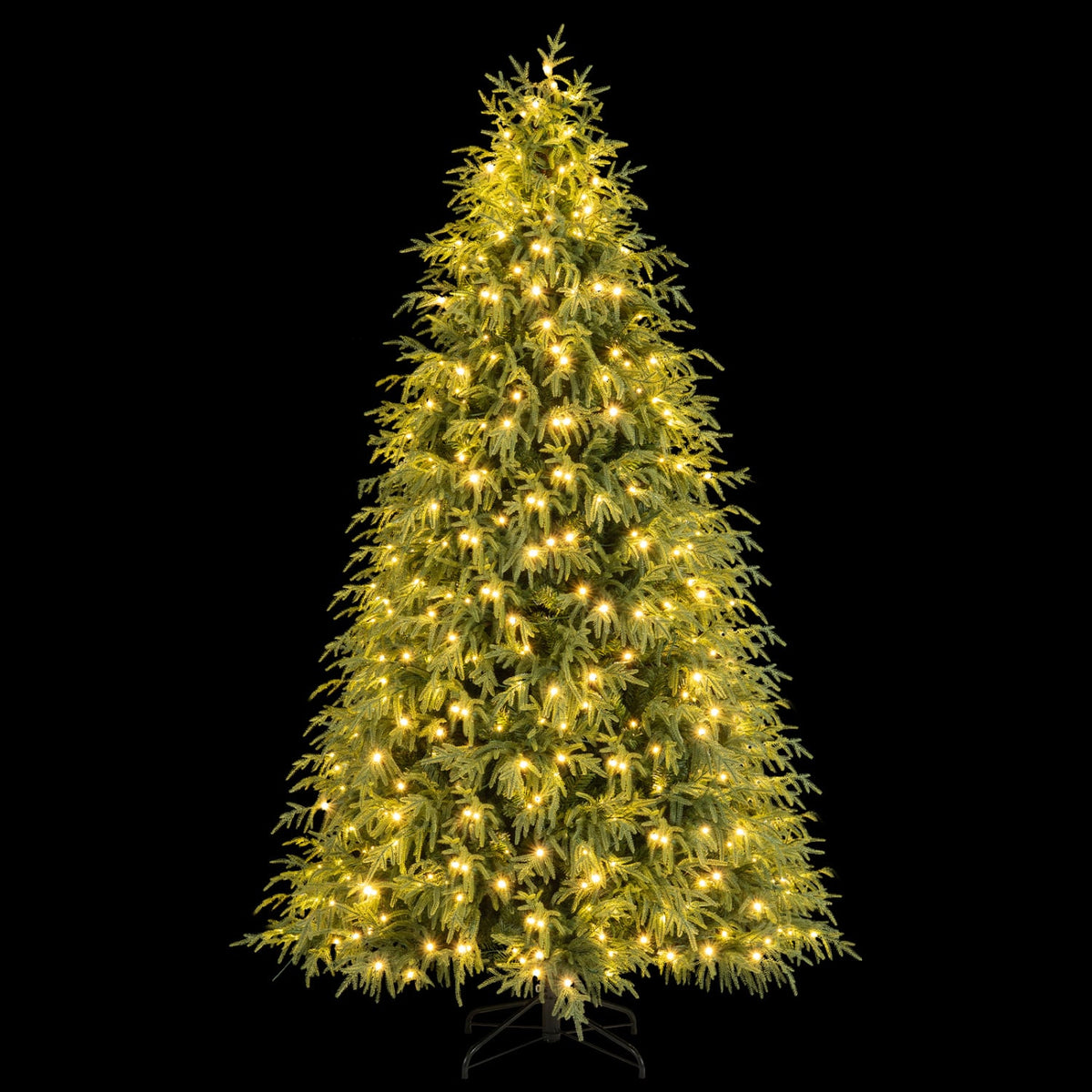 7/7.5/8 Feet Pre-Lit Artificial Christmas Tree Hinged Faux Xmas Tree with Soft Branch Tips-7.5 feet-Christmas Trees-DECOROLALA