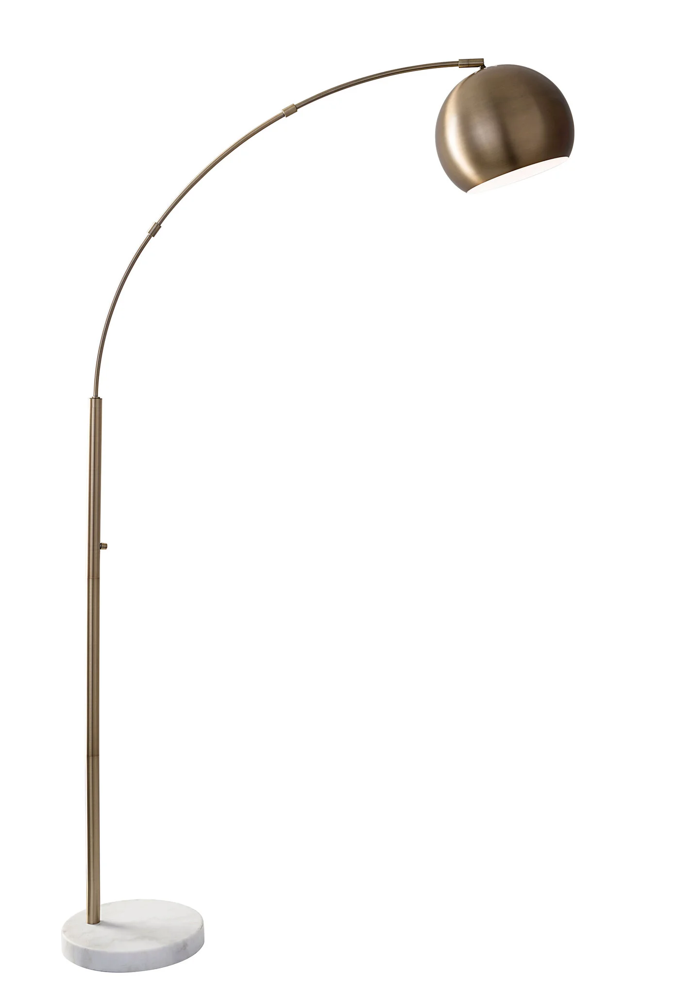 78" Brass Metal Arc Floor Lamp With Brass Metal Bowl Shade-Floor Lamps-DECOROLALA