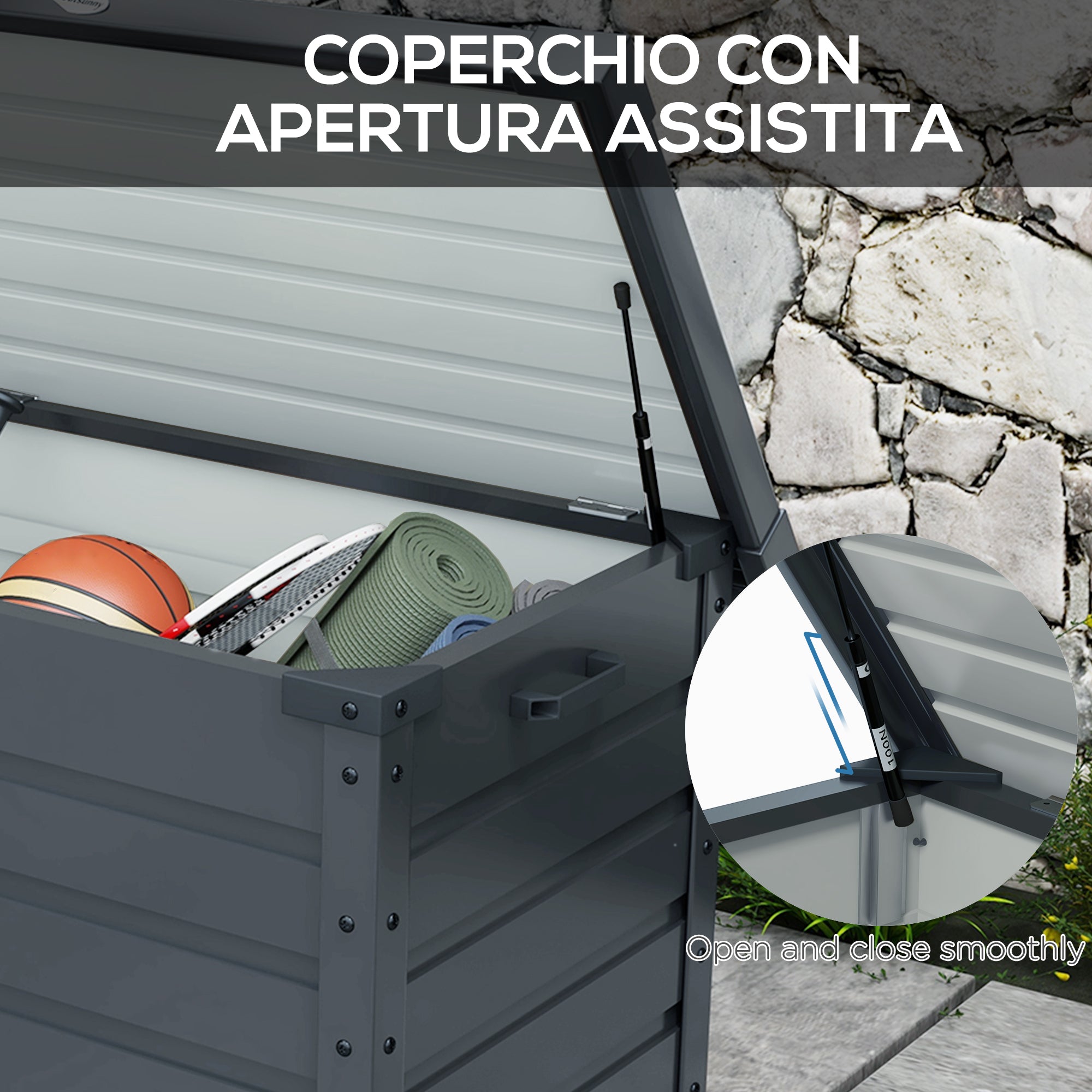 78 Gallon Galvanized Steel Garden Storage Box - Dark Grey-DECOROLALA