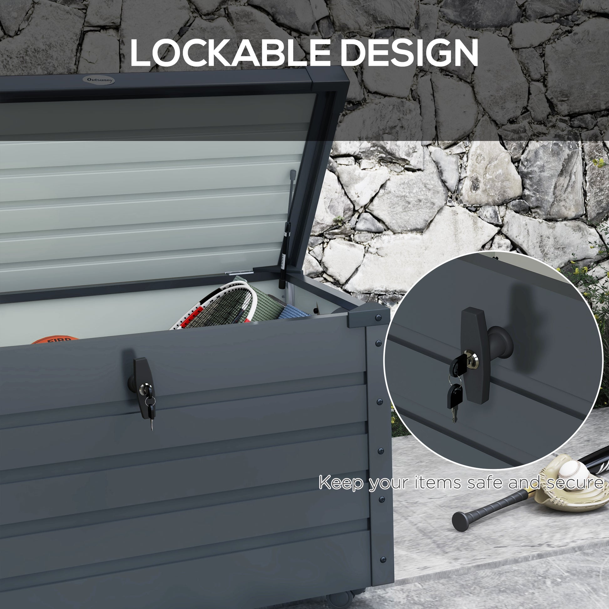 78 Gallon Galvanized Steel Garden Storage Box - Dark Grey-DECOROLALA