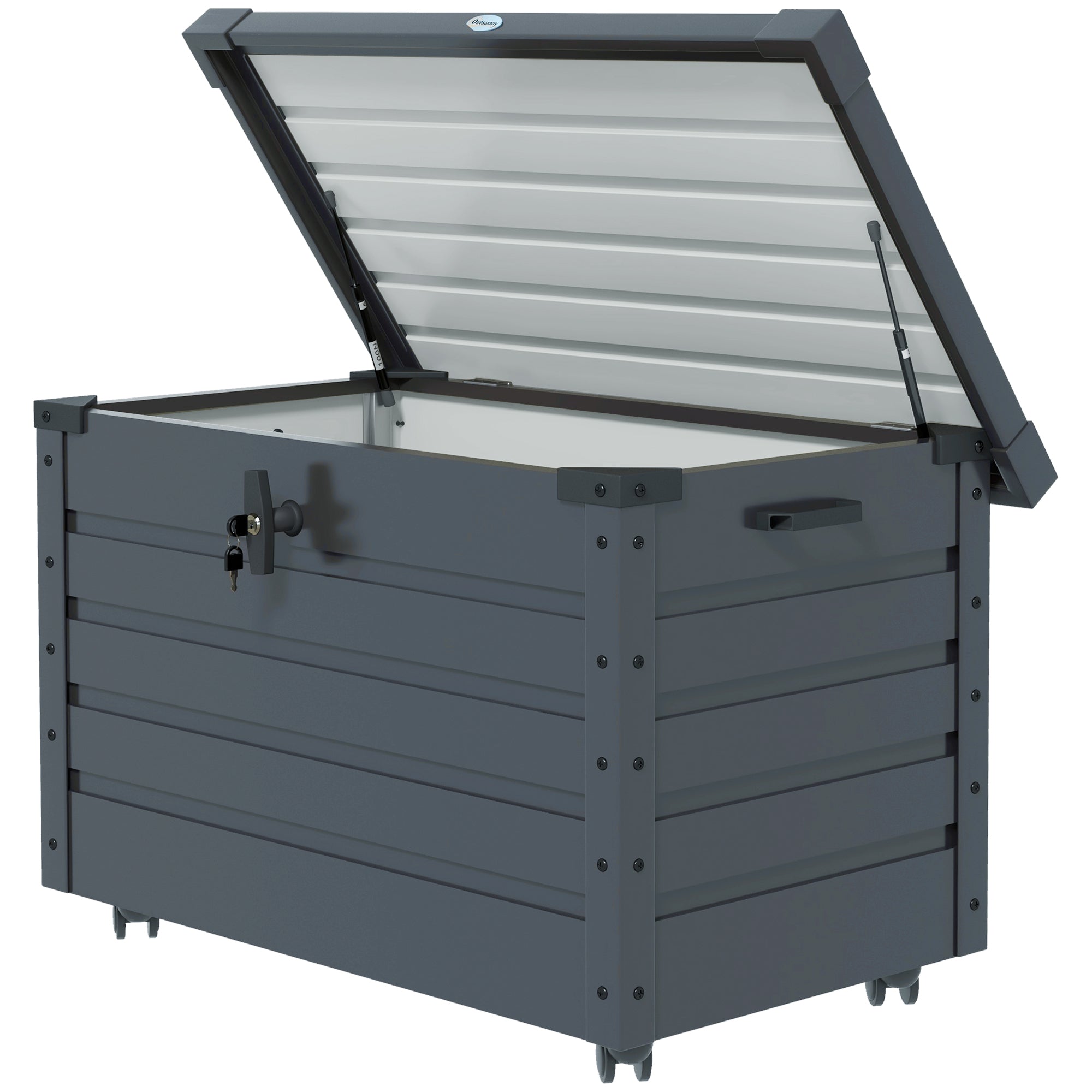 78 Gallon Galvanized Steel Garden Storage Box - Dark Grey-DECOROLALA
