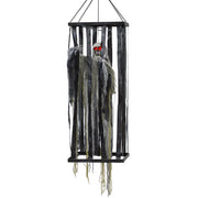 78.7" Animatronic Hanging Skeleton Reaper in Cage - Grey Green-Home Furnishings > Holiday & Seasonal > Halloween Decorations-DECOROLALA