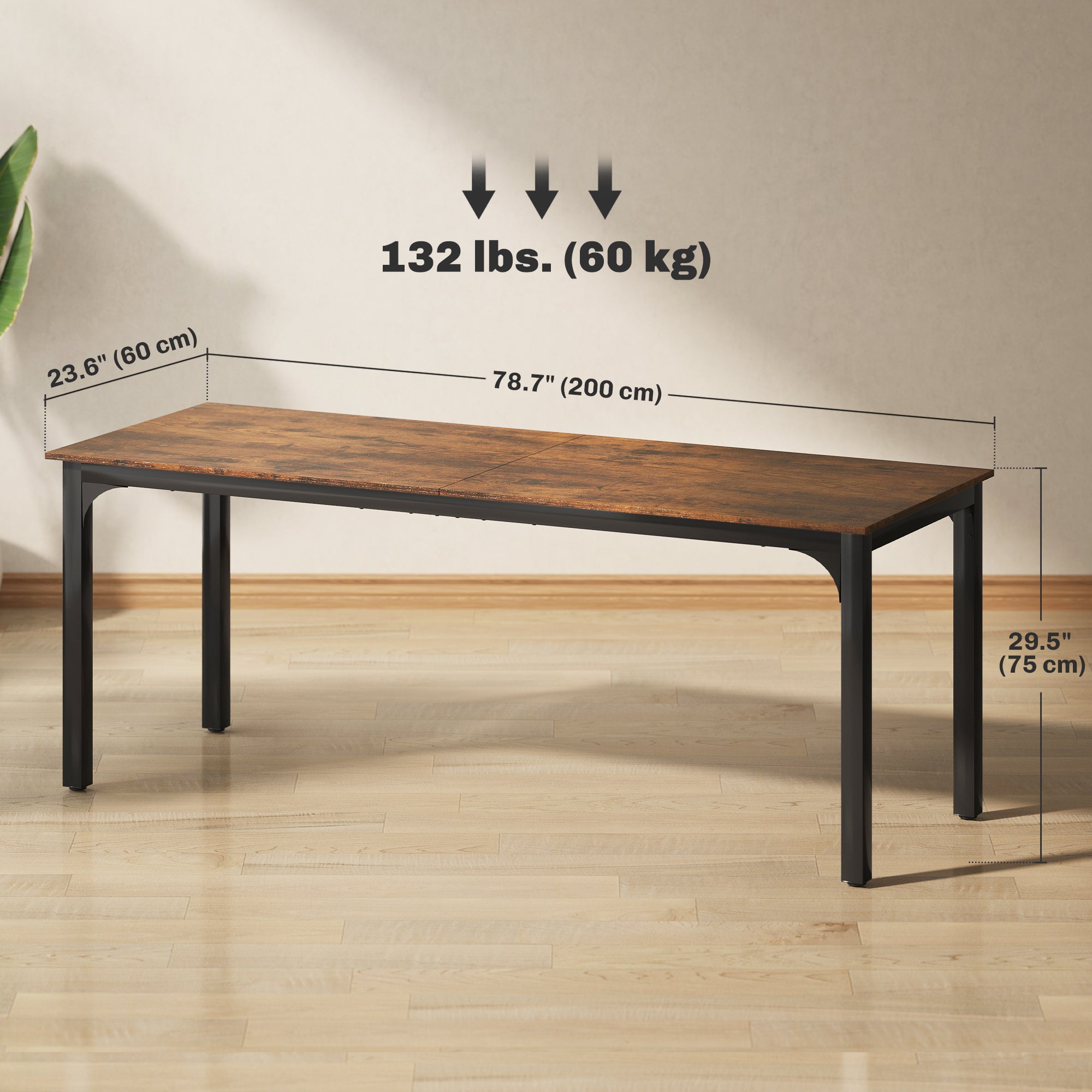 79" Computer Desk - Rustic Brown Industrial Office Table-Office Products > Office Furniture > Office Desks & Work Stations > Computer Desks-DECOROLALA