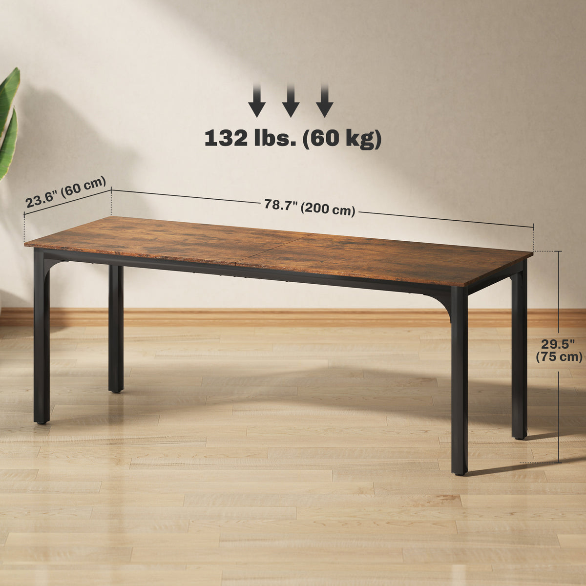 79" Computer Desk - Rustic Brown Industrial Office Table-Office Products > Office Furniture > Office Desks & Work Stations > Computer Desks-DECOROLALA