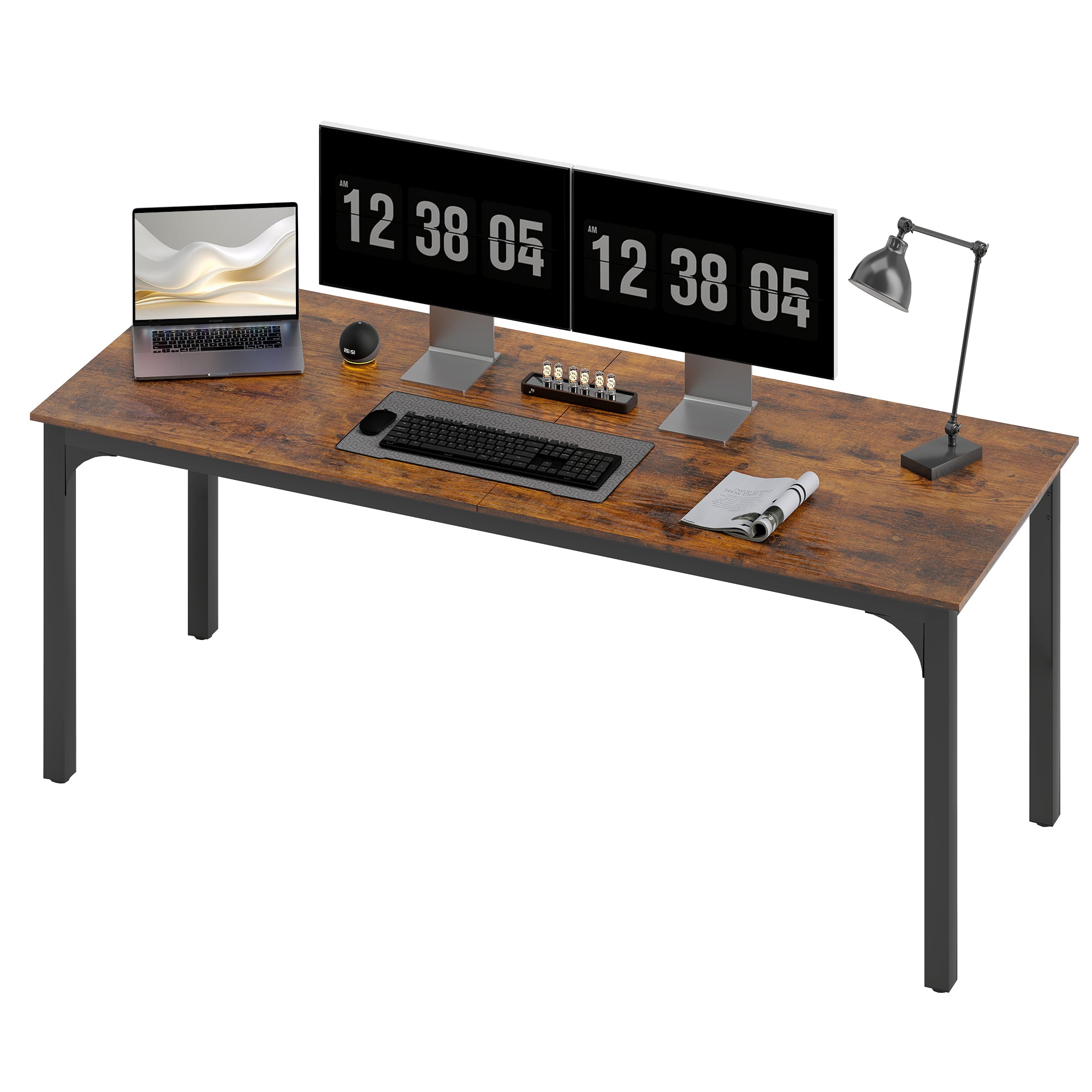 79" Computer Desk - Rustic Brown Industrial Office Table-Office Products > Office Furniture > Office Desks & Work Stations > Computer Desks-DECOROLALA