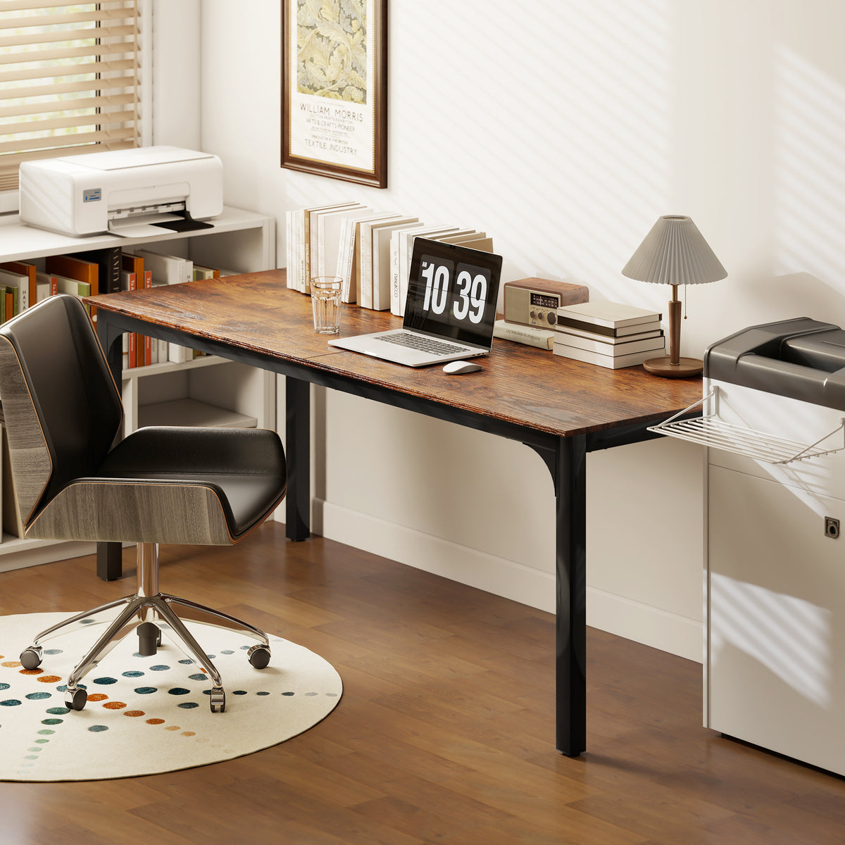 79" Computer Desk - Rustic Brown Industrial Office Table-Office Products > Office Furniture > Office Desks & Work Stations > Computer Desks-DECOROLALA