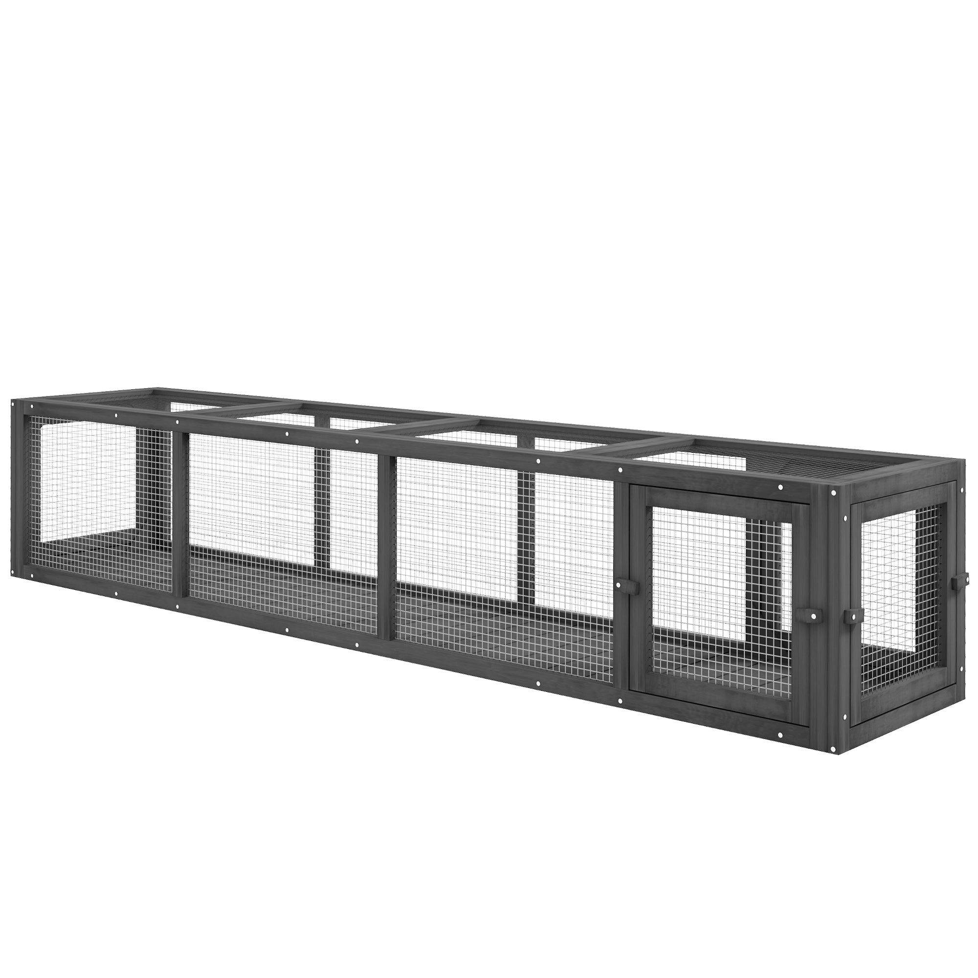 79" Extendable Wood Cat Tunnel - Lead Grey Indoor/Outdoor Enclosure-Cats-DECOROLALA