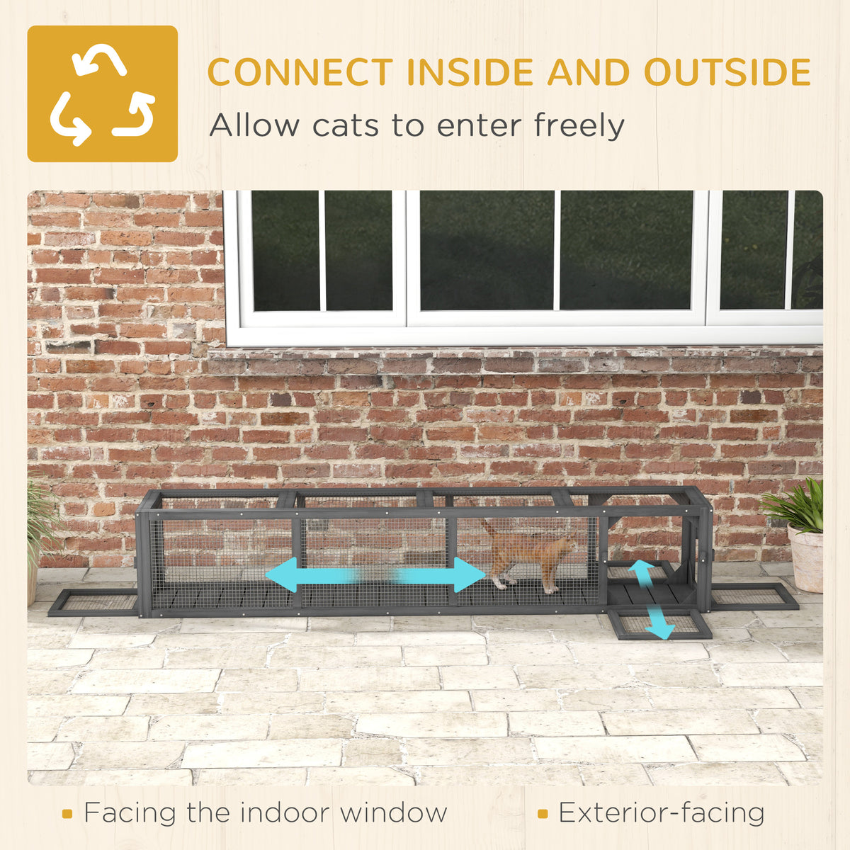 79" Extendable Wood Cat Tunnel - Lead Grey Indoor/Outdoor Enclosure-Cats-DECOROLALA