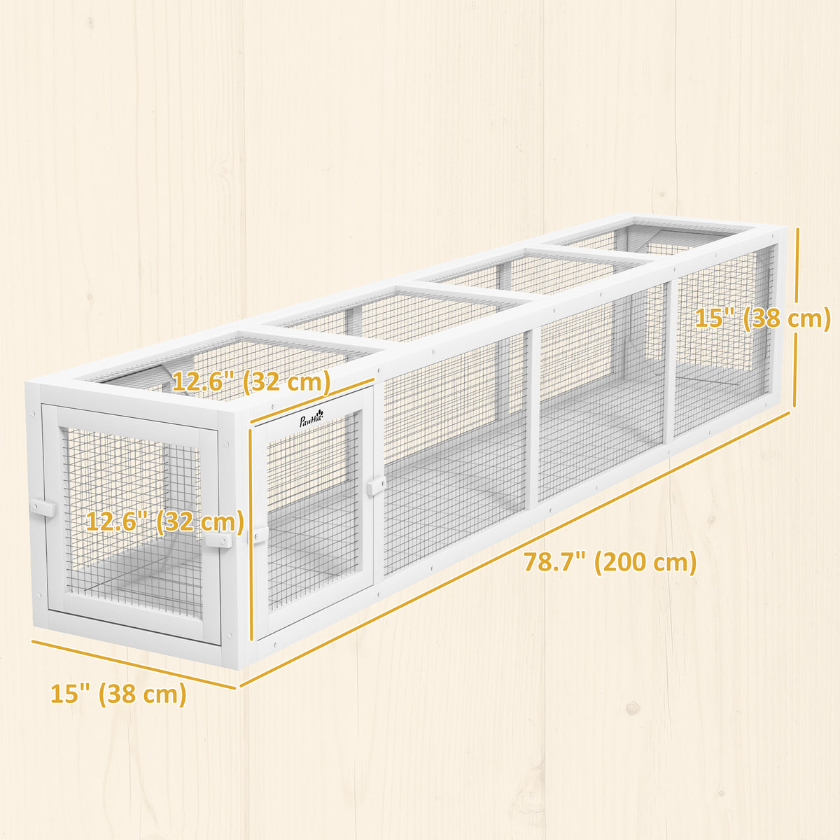 79" Extendable Wood Cat Tunnel - White Indoor/Outdoor Enclosure-Cats-DECOROLALA