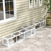 79" Extendable Wood Cat Tunnel - White Indoor/Outdoor Enclosure-Cats-DECOROLALA