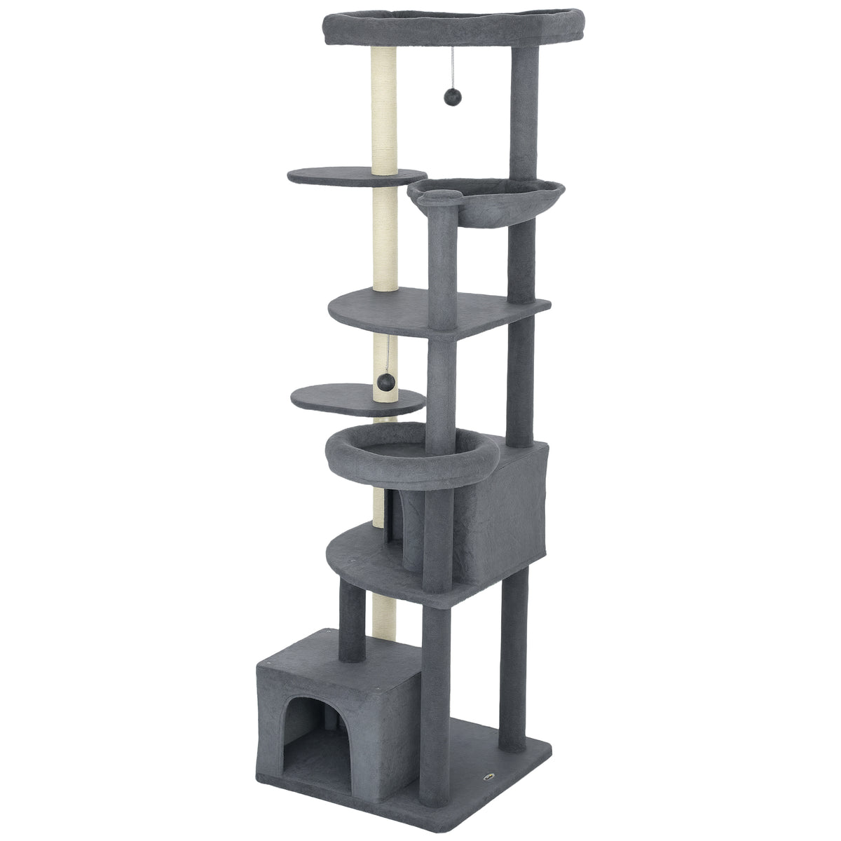 79" Extra Tall Cat Tree with Scratching Posts - Dark Grey-Cats-DECOROLALA