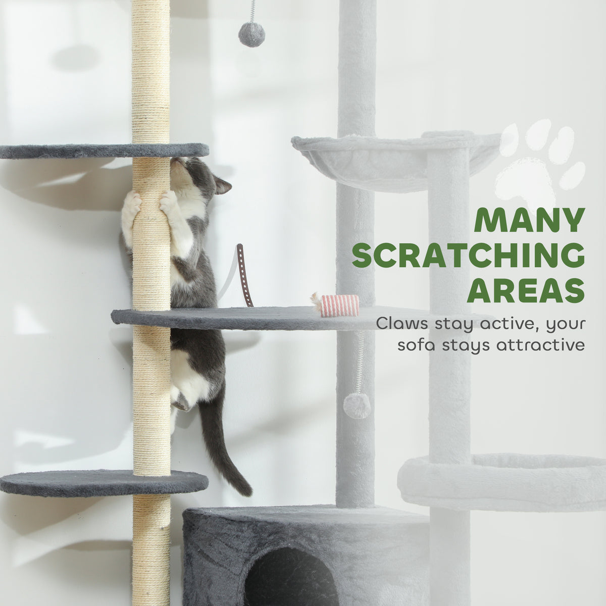 79" Extra Tall Cat Tree with Scratching Posts - Dark Grey-Cats-DECOROLALA