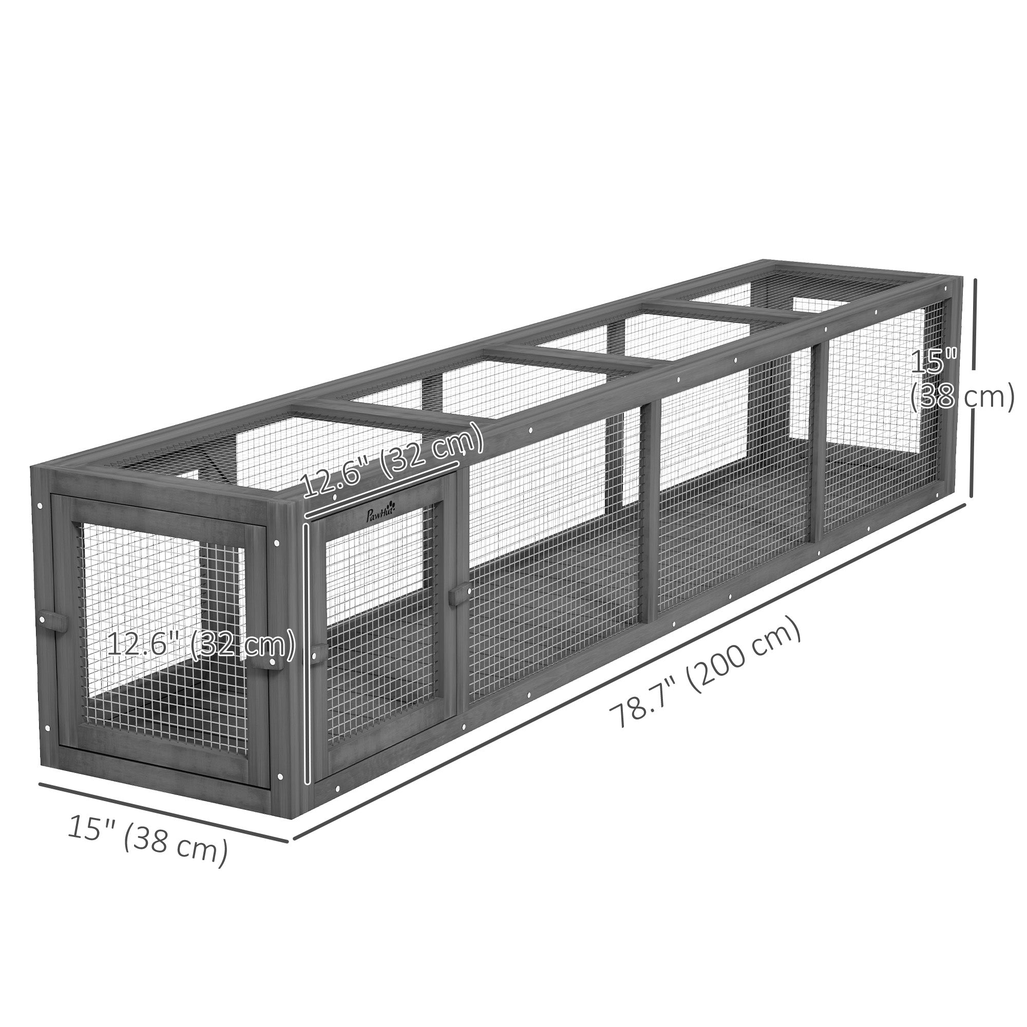 79" Long Cat Tunnel, Cat shelter L- Shape with Extendable Design, Cat Enclosure for Indoor/Outdoor Use, Lead Grey-Cats-DECOROLALA