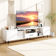 79" Modern TV Stand with Charging Station - White Media Console-Entertainment Centers & TV Stands-DECOROLALA