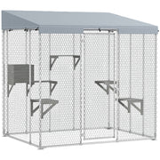 79" Outdoor Catio Enclosure with Waterproof Canopy - Silver-DECOROLALA