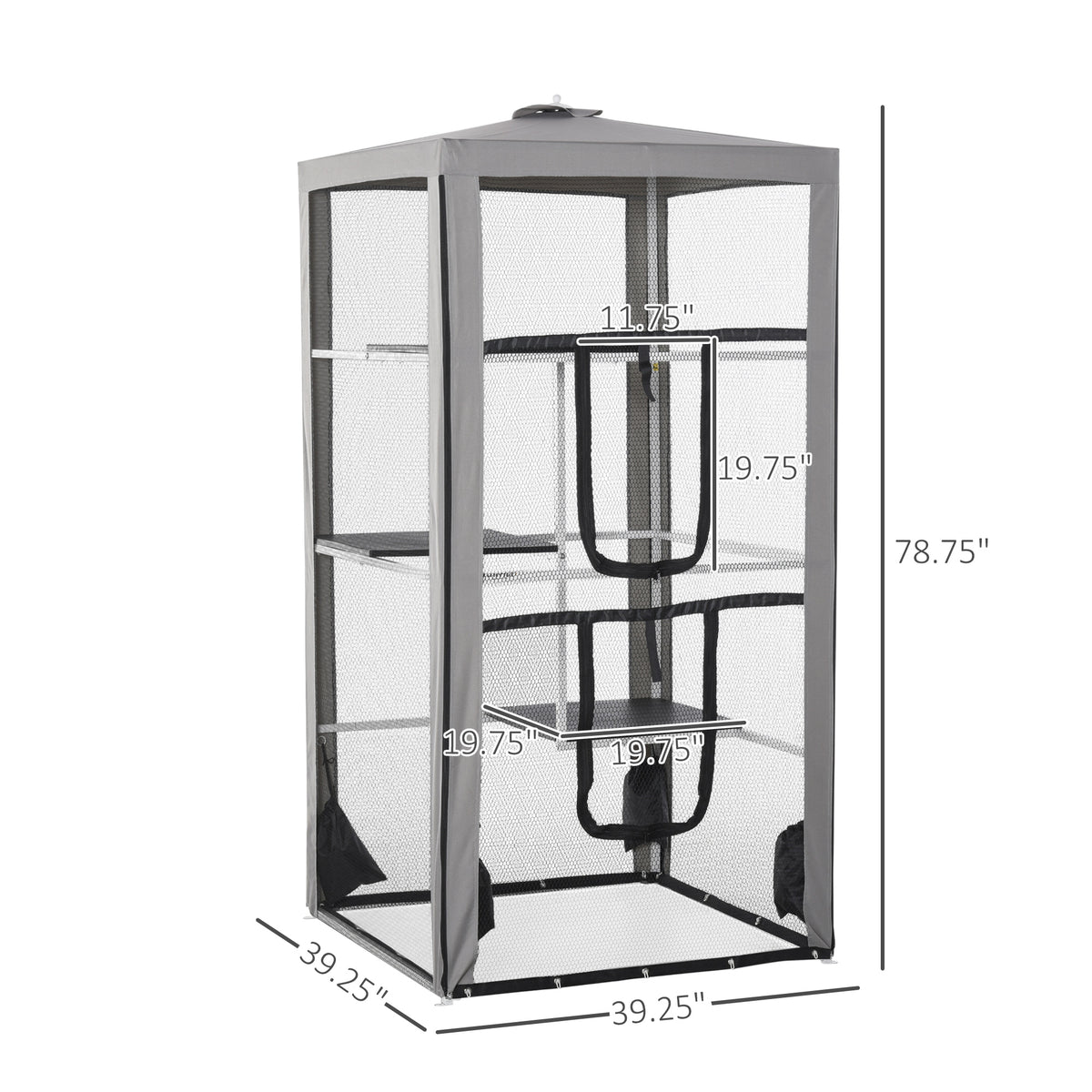 79"H Outdoor Catio Cat Enclosure - Steel Frame with 3 Platforms-Cats-DECOROLALA