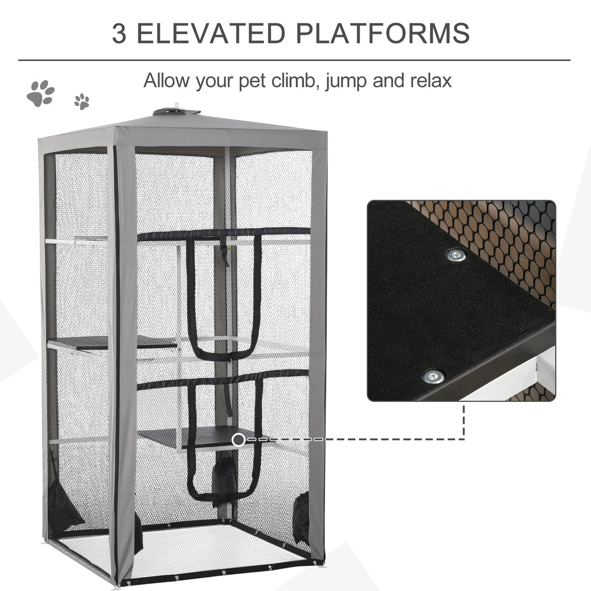 79"H Outdoor Catio Cat Enclosure - Steel Frame with 3 Platforms-Cats-DECOROLALA