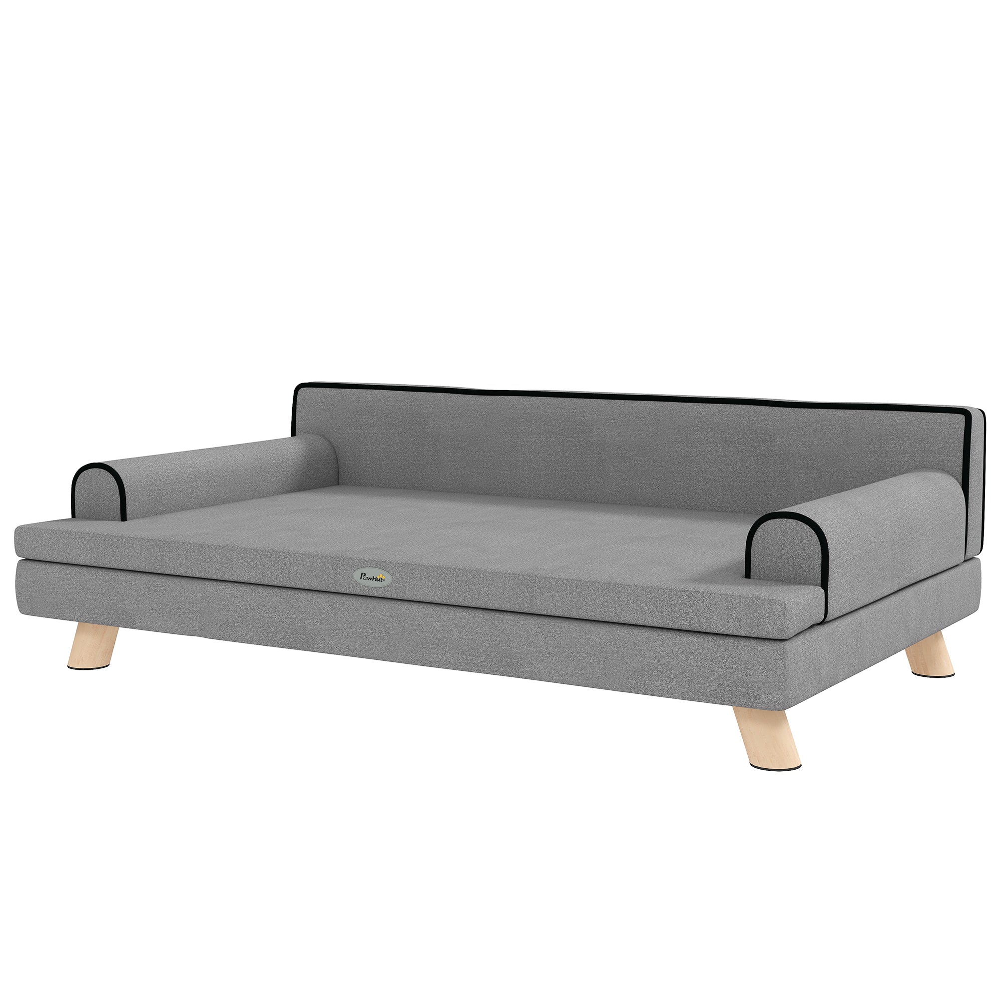 Canapé-lit surélevé pour chien, canapé pour chat avec coussin, housse lavable, pieds en bois, pour chiens moyens et grands, gris clair