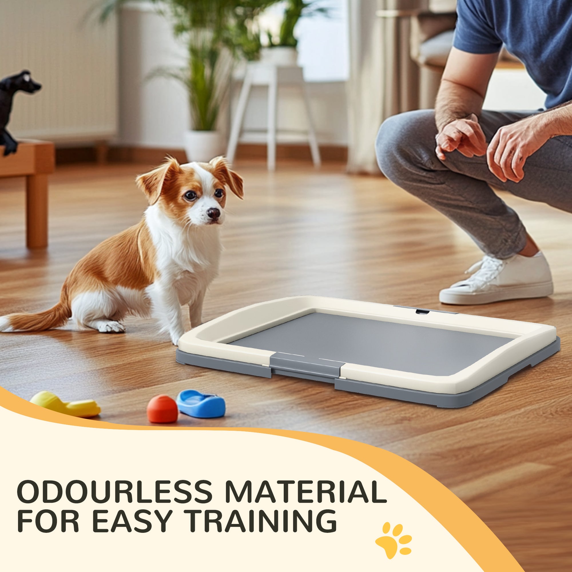 25" x 19" Pee Pad Holder, Dog Potty Tray for Indoor Outdoor, Easy to Clean Dog Training Toilet Pee Pad Tray, Grey