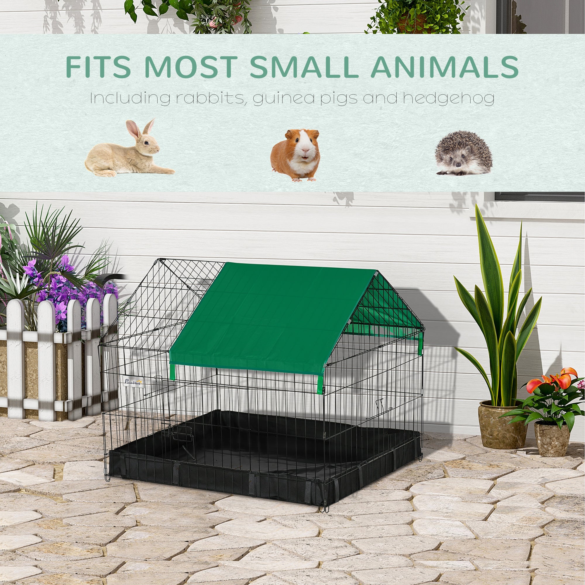 Cage métallique extérieure pour petits animaux, pour lapins et chats, noire
