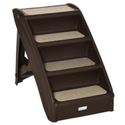 Escalier portable pour animaux à 4 niveaux, rampe pliable pour chiens, marches légères pour chats, avec tapis souples antidérapants, pour lit haut et canapé, jusqu’à 20 kg, brun foncé