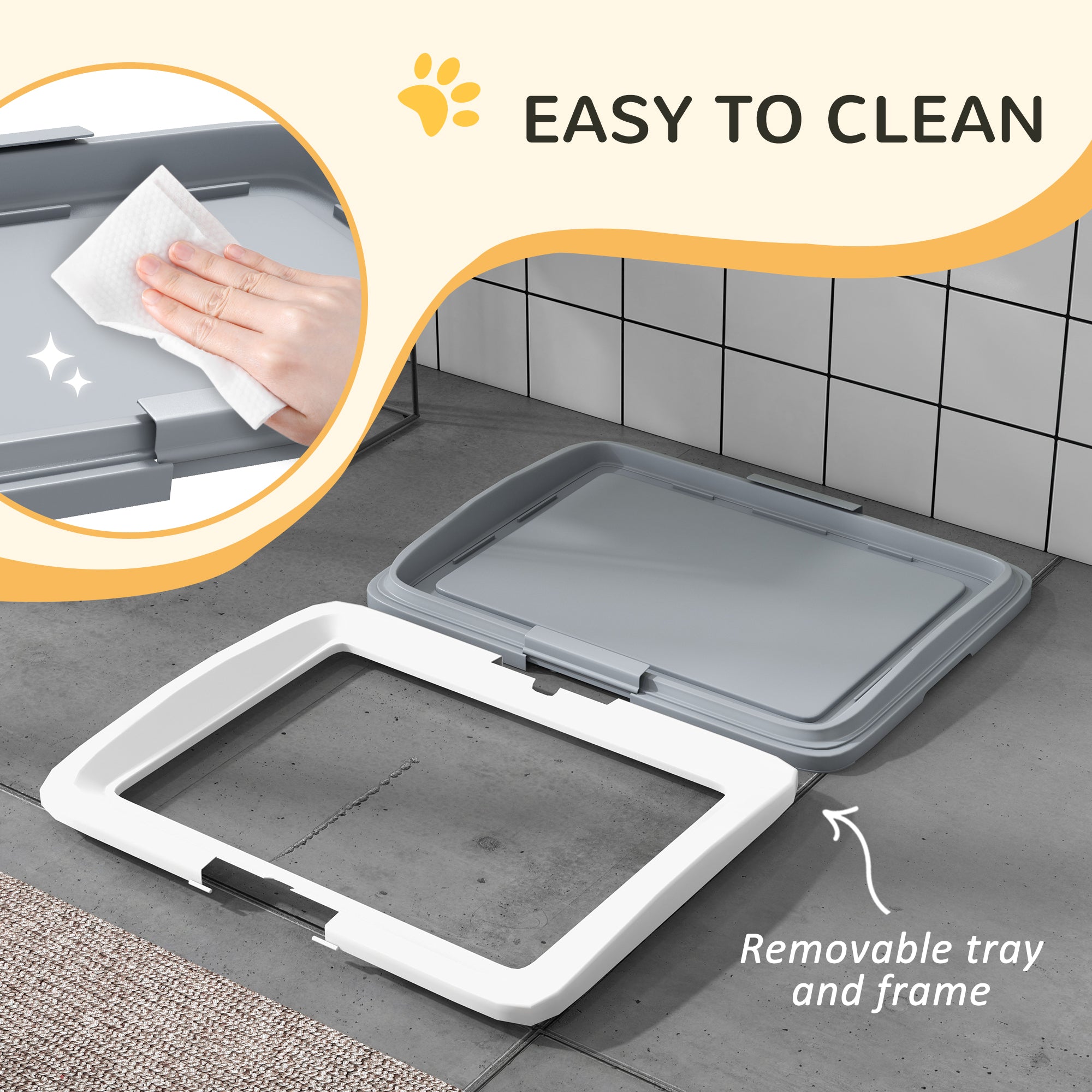 25" x 19" Pee Pad Holder, Dog Potty Tray for Indoor Outdoor, Easy to Clean Dog Training Toilet Pee Pad Tray, Grey
