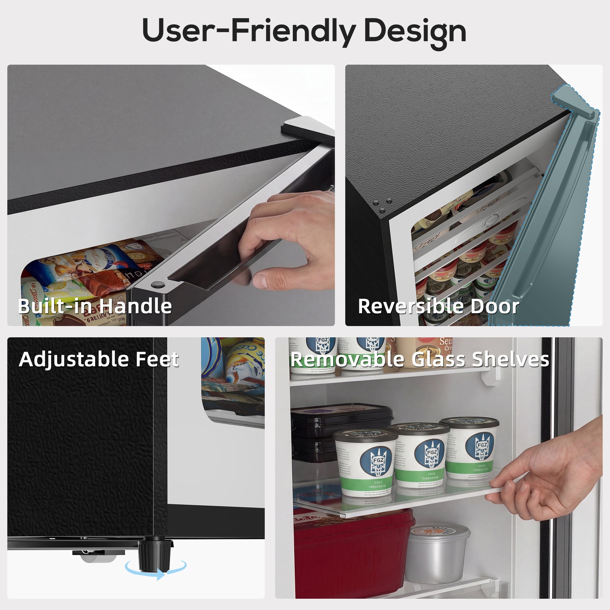 7.0 Cu.Ft Upright Freezer - Black Reversible Door-DECOROLALA