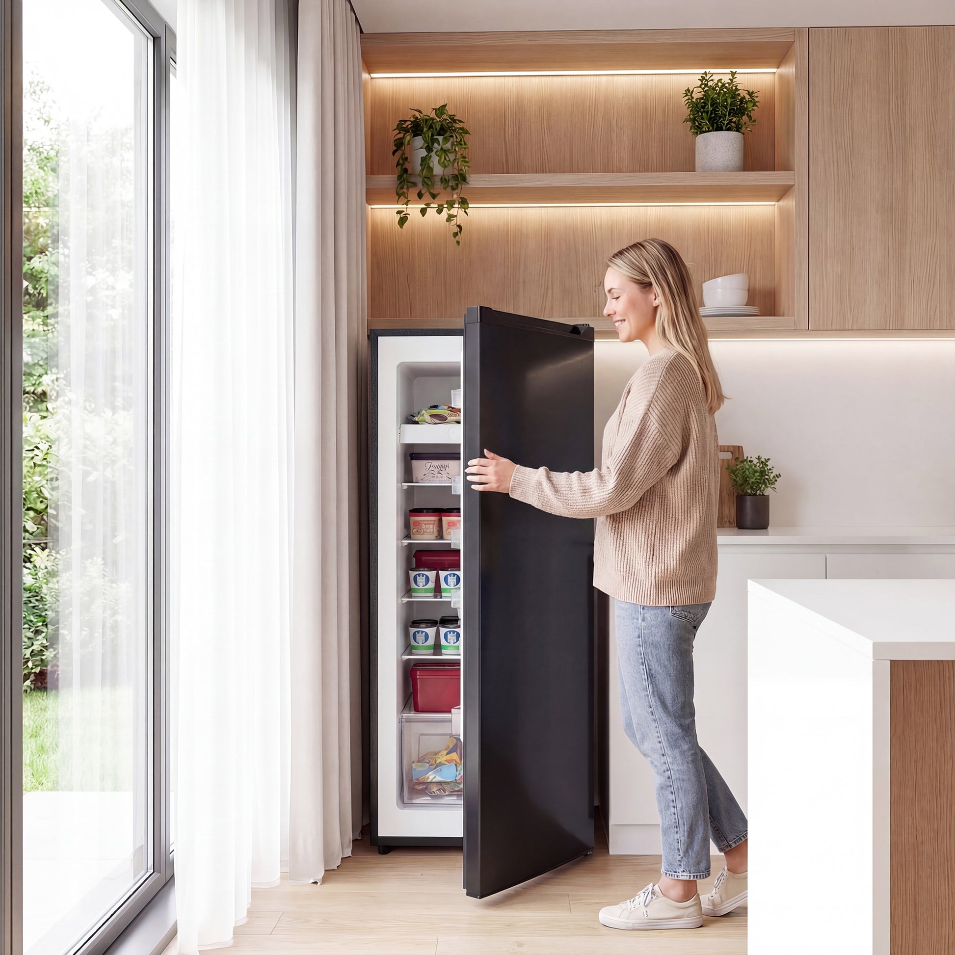 7.0 Cu.Ft Upright Freezer - Black Reversible Door-DECOROLALA