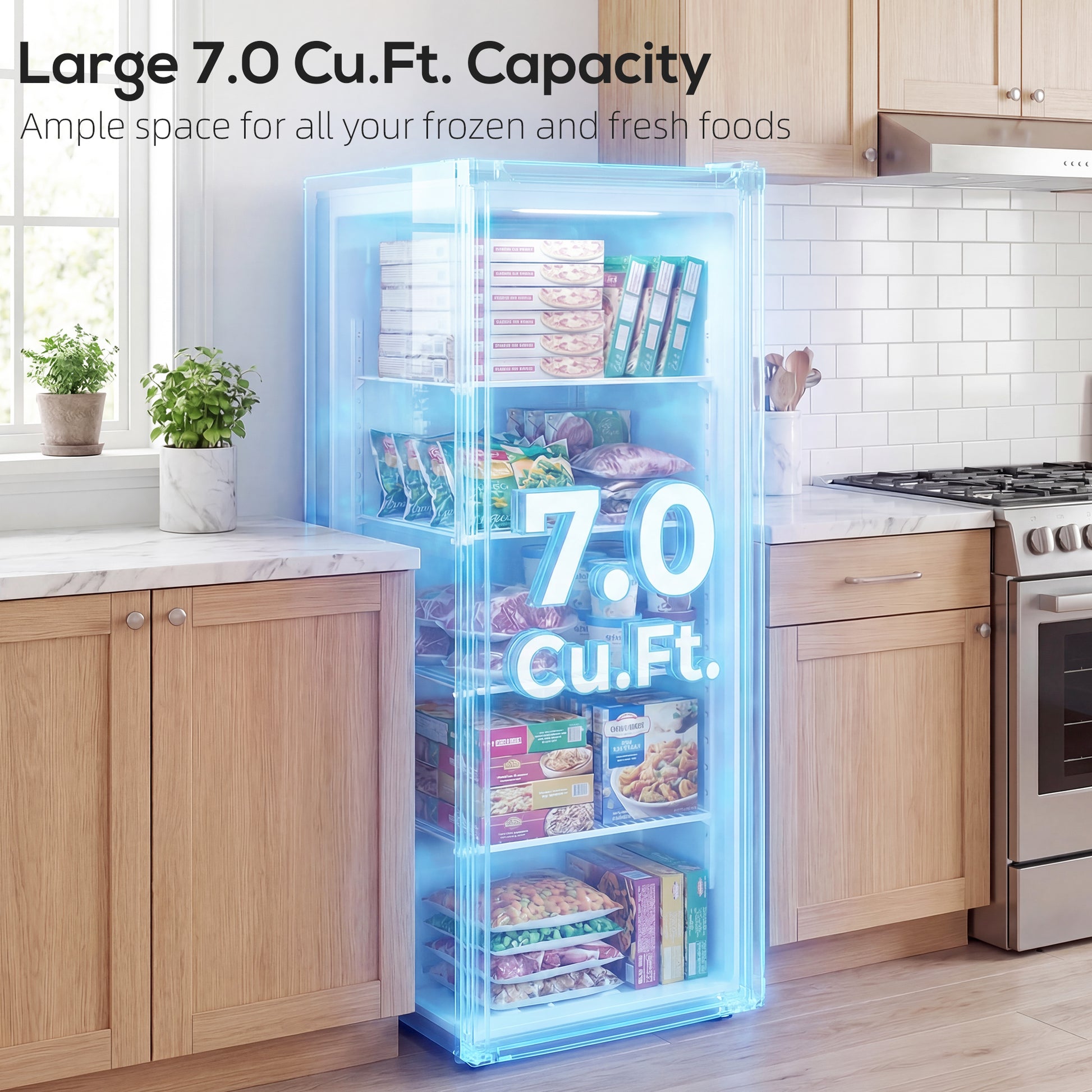 7.0 Cu.Ft Upright Freezer - Silver Reversible Door-DECOROLALA