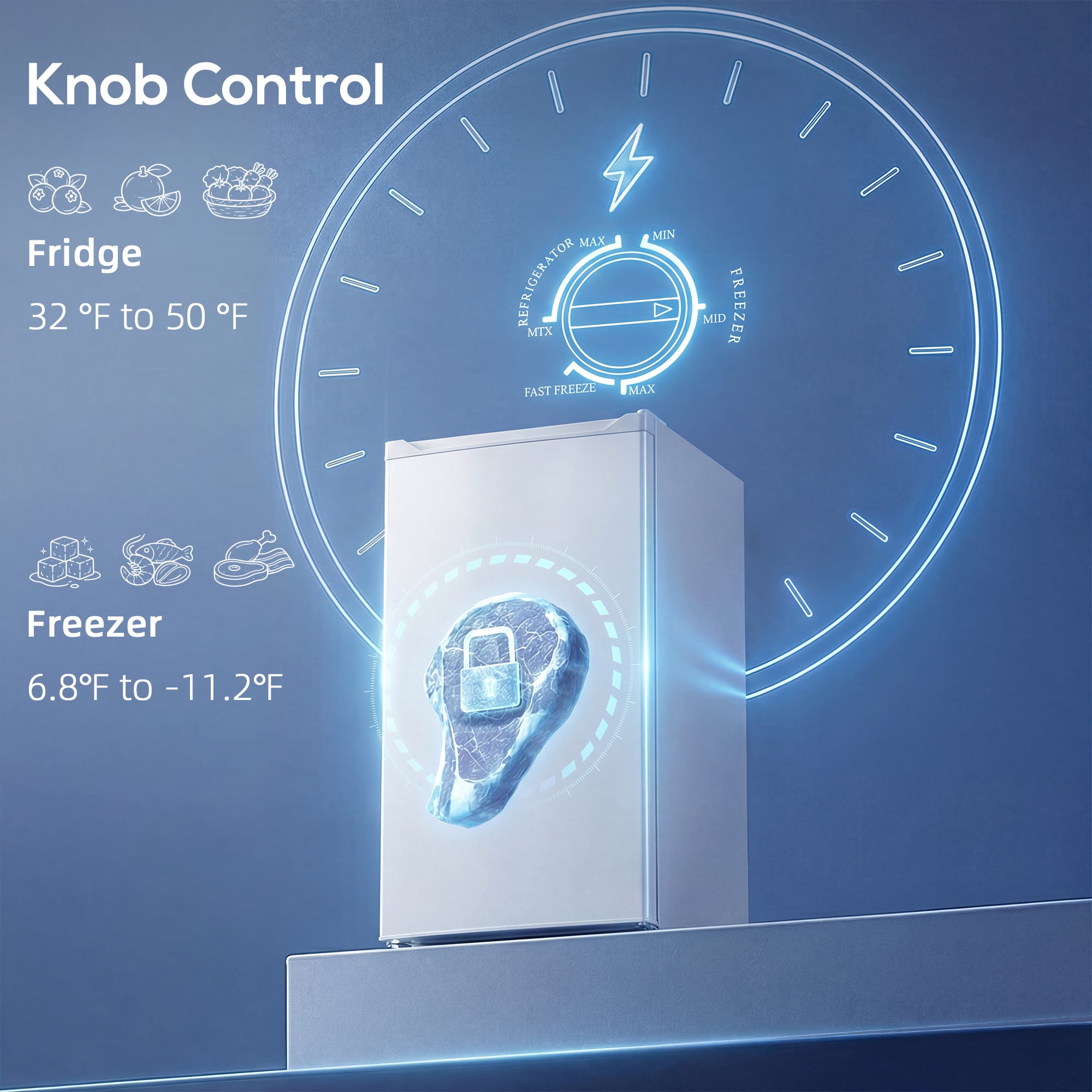 7.0 Cu.Ft Upright Freezer - White Reversible Door-DECOROLALA