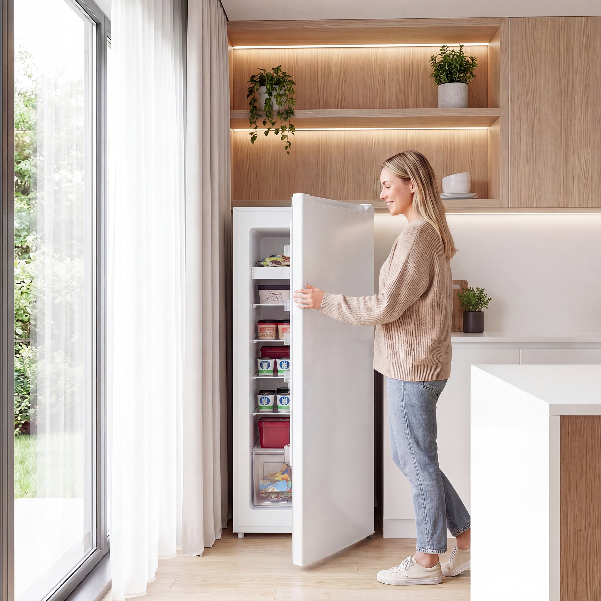 7.0 Cu.Ft Upright Freezer - White Reversible Door-DECOROLALA