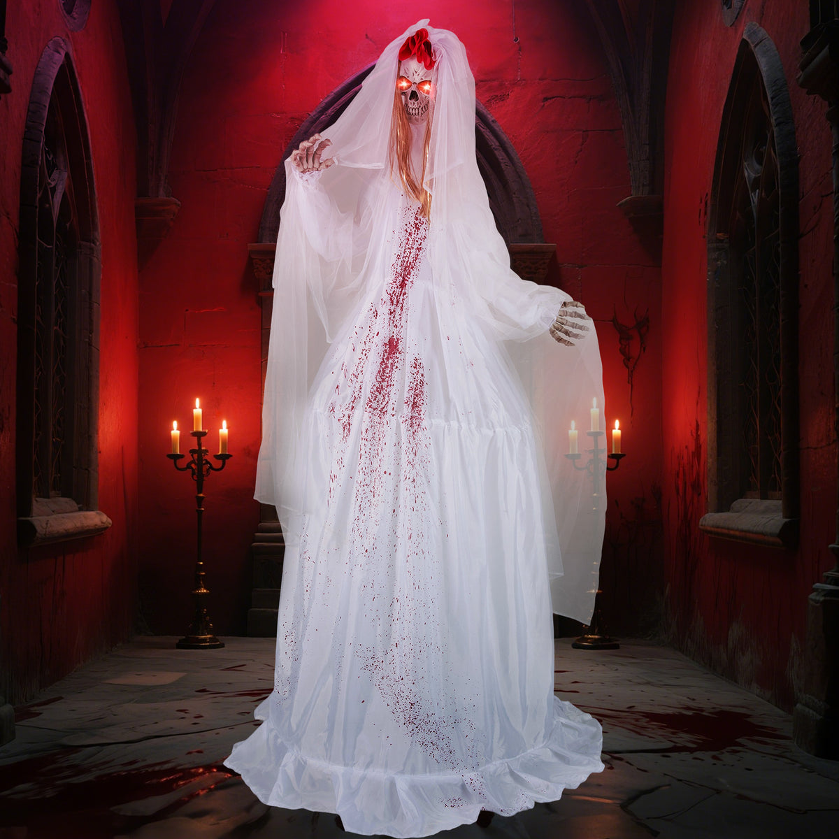 7.2 FT Animated Halloween Standing Bride Animatronic Decoration-Halloween-DECOROLALA