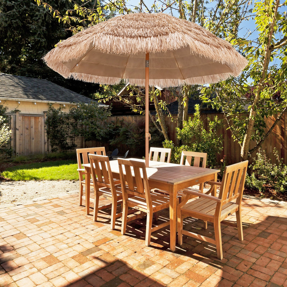 7.2 Feet Patio Thatched Tiki Umbrella Hawaiian Hula Beach Umbrella-Outdoor Umbrellas-DECOROLALA
