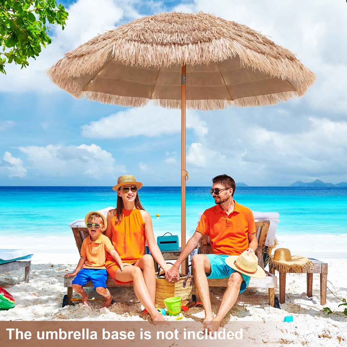 7.2 Feet Patio Thatched Tiki Umbrella Hawaiian Hula Beach Umbrella-Outdoor Umbrellas-DECOROLALA