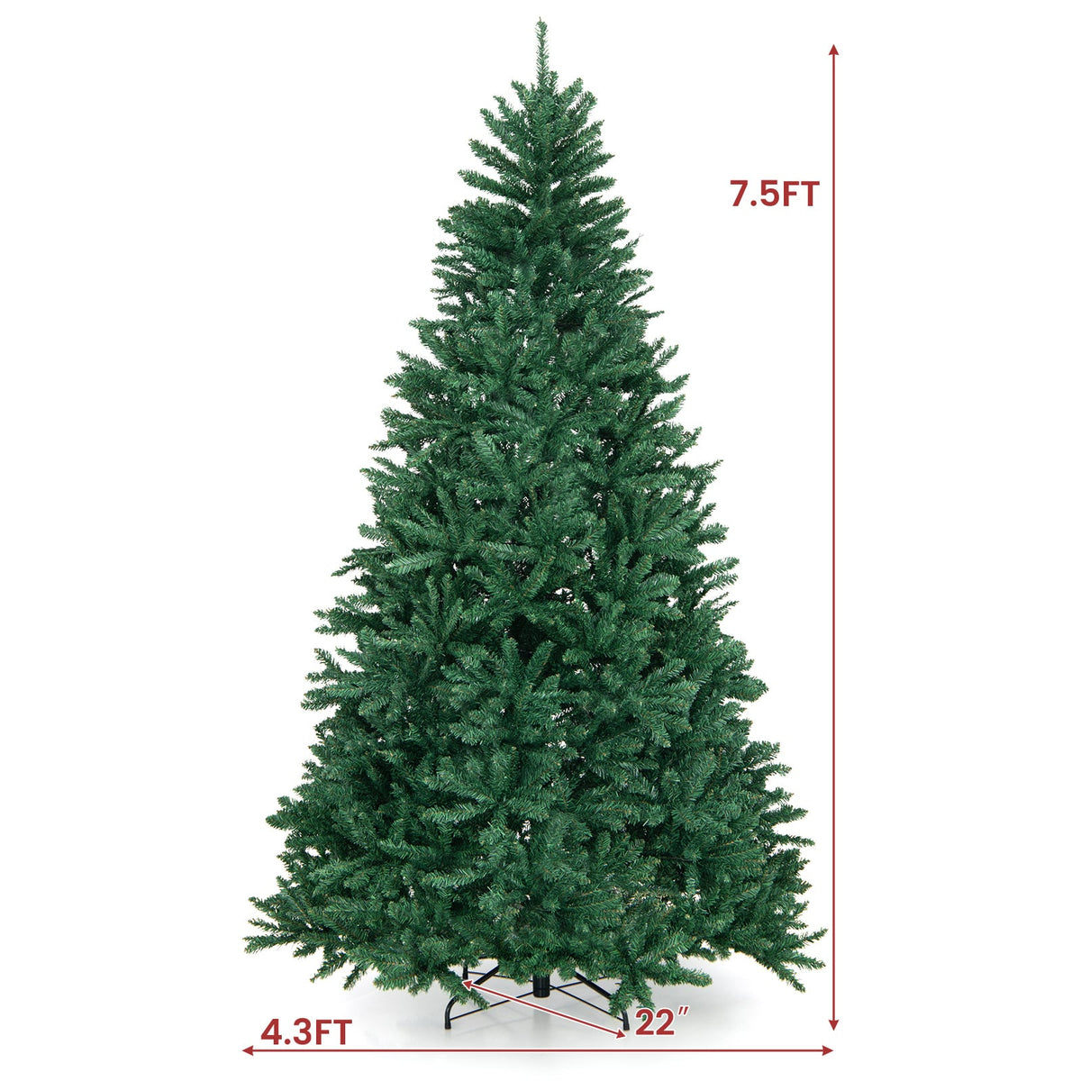 7.5 Feet Artificial Christmas Tree with Folding Metal Stand-Christmas Trees-DECOROLALA