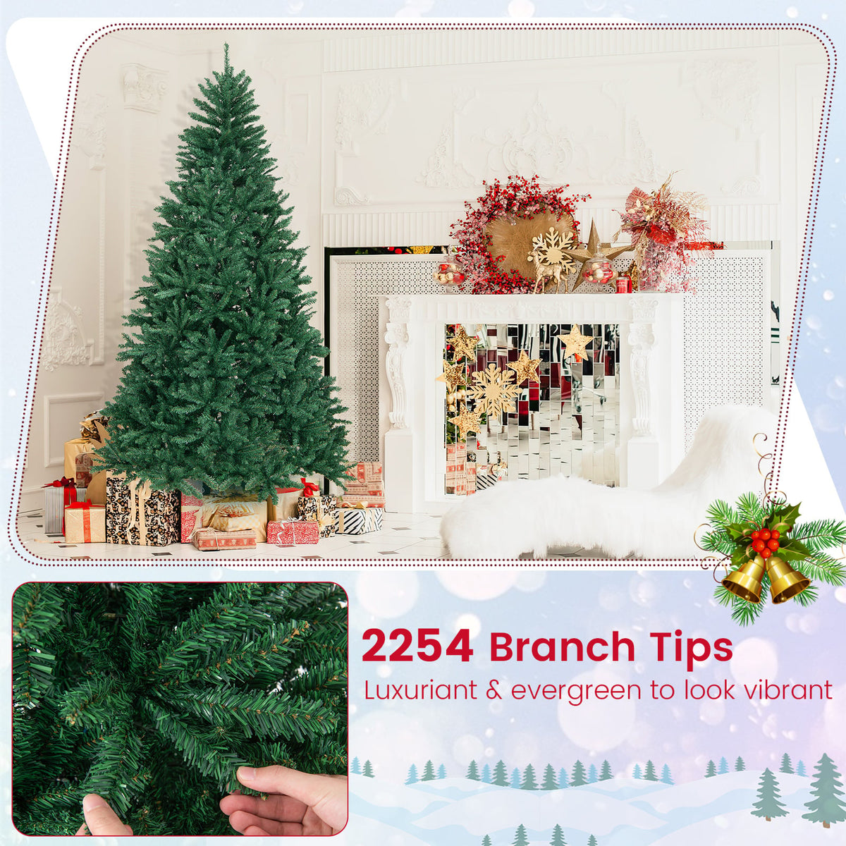7.5 Feet Artificial Christmas Tree with Folding Metal Stand-Christmas Trees-DECOROLALA