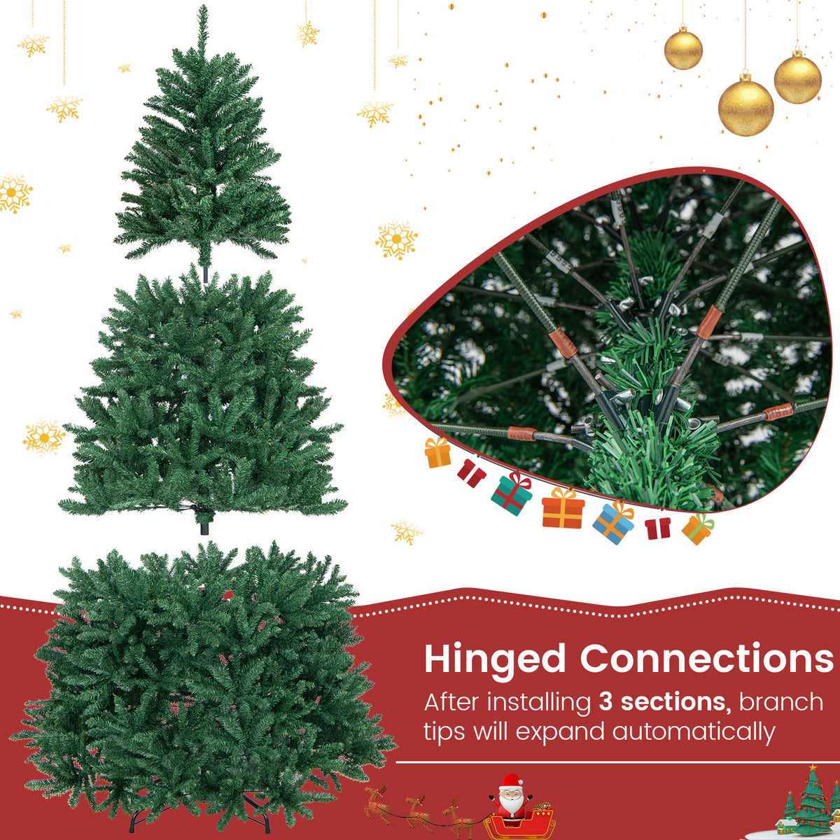 7.5 Feet Artificial Christmas Tree with Folding Metal Stand-Christmas Trees-DECOROLALA