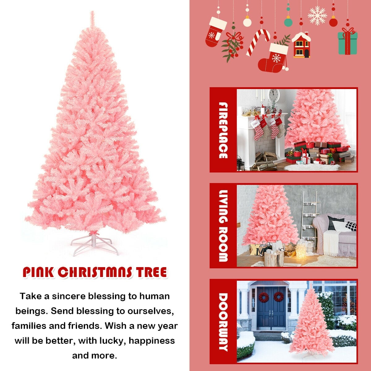 7.5 Feet Hinged Artificial Christmas Tree Full Fir Tree-Christmas Trees-DECOROLALA