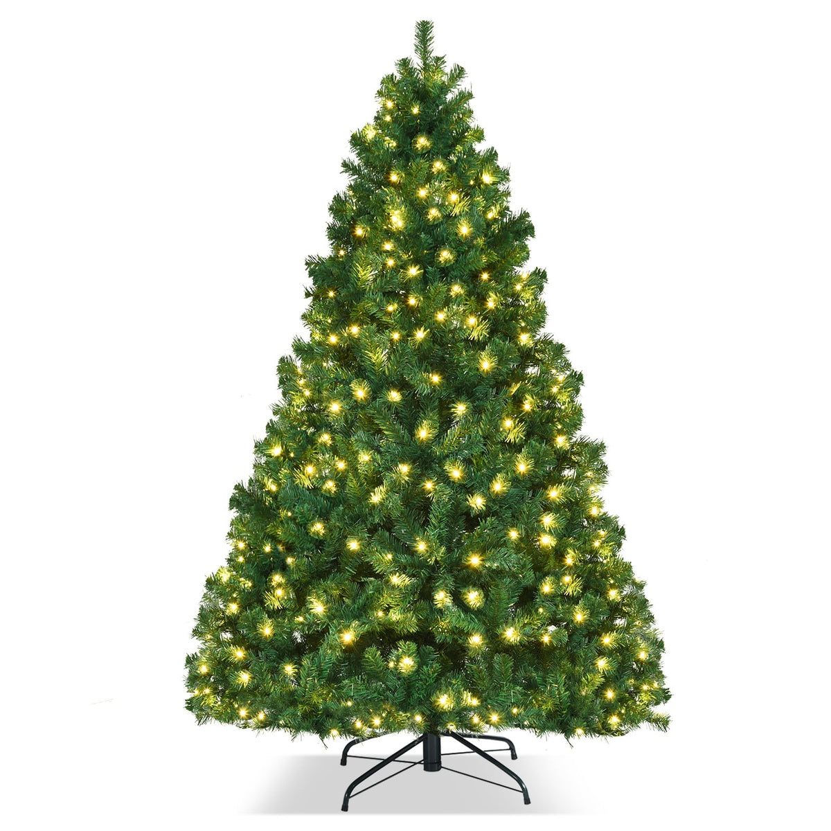7.5 Feet PVC Artificial Christmas Tree with LED Lights-7.5 ft-Christmas Trees-DECOROLALA