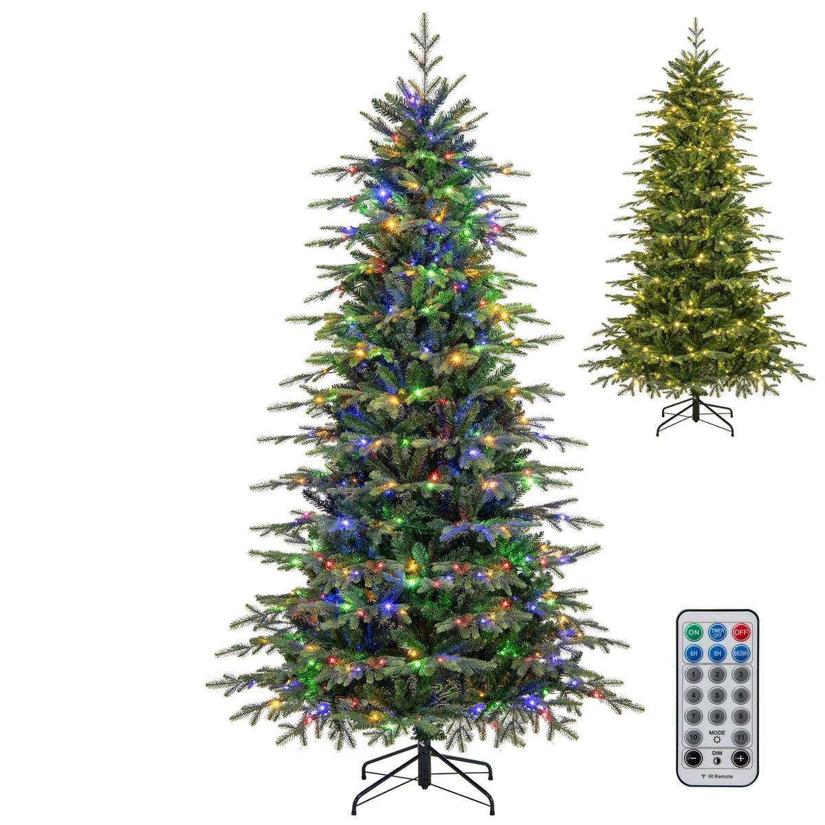 7.5 Feet Pre-Lit Artificial Christmas Tree with Warm White LED Lights-Christmas Trees-DECOROLALA