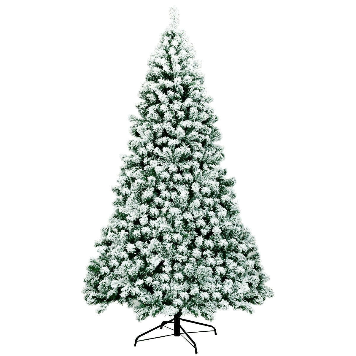 7.5 Feet Pre-Lit Premium Snow Flocked Hinged Artificial Christmas Tree with 550 Lights-Christmas Trees-DECOROLALA