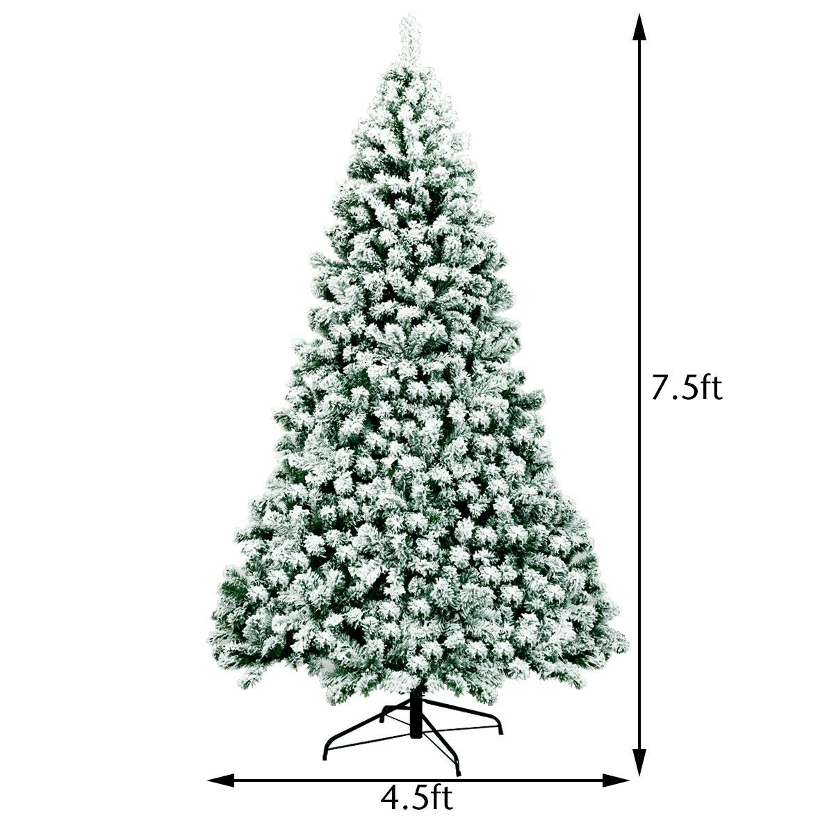 7.5 Feet Pre-Lit Premium Snow Flocked Hinged Artificial Christmas Tree with 550 Lights-Christmas Trees-DECOROLALA