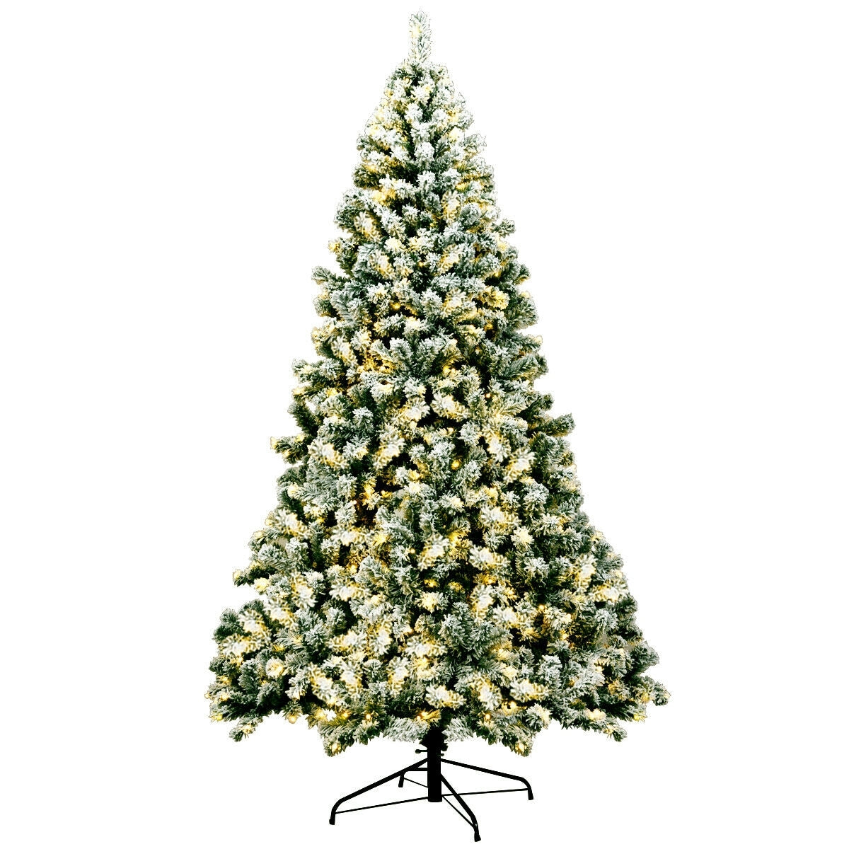 7.5 Feet Pre-Lit Premium Snow Flocked Hinged Artificial Christmas Tree with 550 Lights-Christmas Trees-DECOROLALA