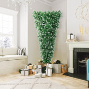 7.5 Feet Pre-Lit Snowy Upside Down Christmas Tree 1100 Tips-Christmas Trees-DECOROLALA